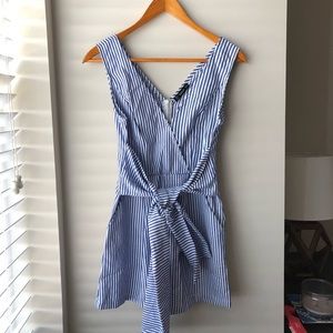 Shein blue and white striped romper